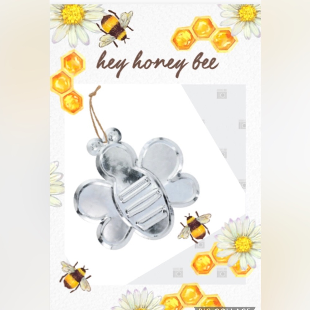 New Garden Collection Bee Shaped Embossed Galvanized Plaque, 7-in. Ready to Hang